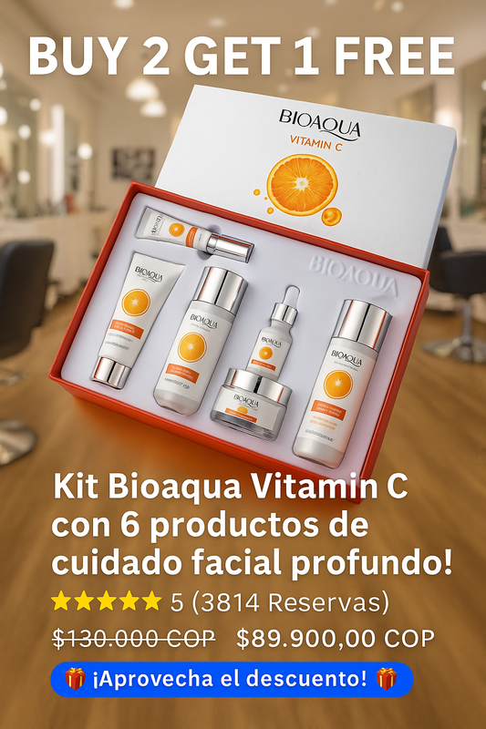 ✨Kit Bioaqua Vitamina C con 6 productos de cuidado facial profundo!